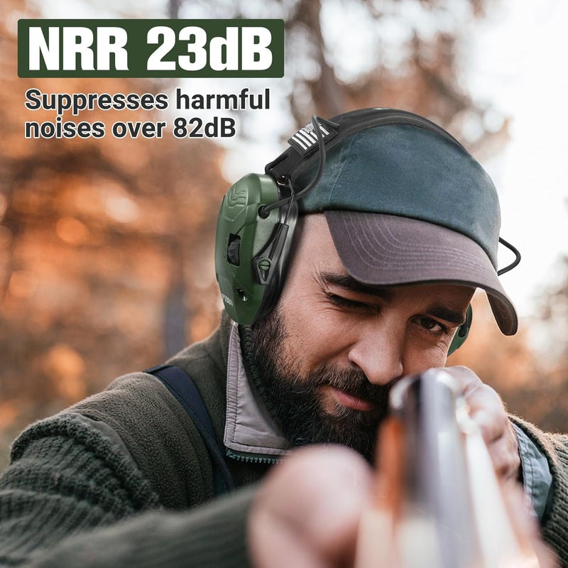 PYBBO Shooting Ear Protection with Gel Ear Pads, NRR 23dB Active Noise Reduction & 3X Sound Amplification Gun Range Earmuffs - Image 4